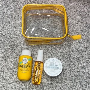 NEW! Sol de Janeiro Yellow Travel Set with Clear Bag